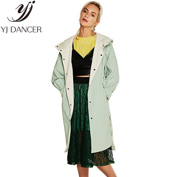 

2020 spring autumn new fashion single-breasted jacket women slim long windbreaker long-sleeved hooded coat female zzz164, Tan;black