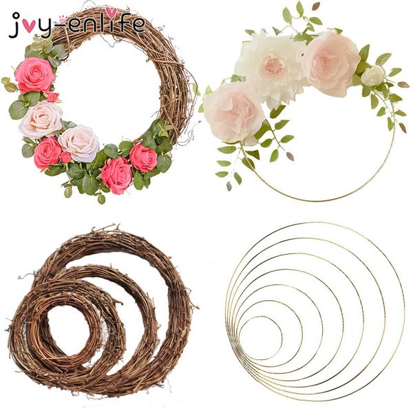 

decoration 10-40cm rattan metal wreath wedding floral hoop christmas decor for home hanging artificial flower
