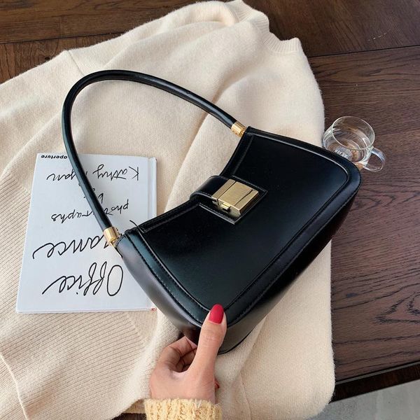 

solid color pu leather shoulder bags for women 2020 new lock handbags small travel hand bag lady fashion bags