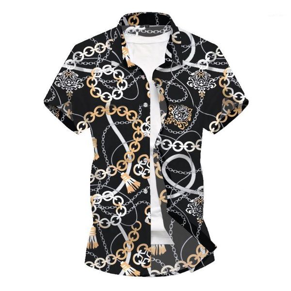 

new arrival men shirt summer style print beach hawaiian shirt men casual short sleeve hawaii chemise homme eur size -3xl1, White;black