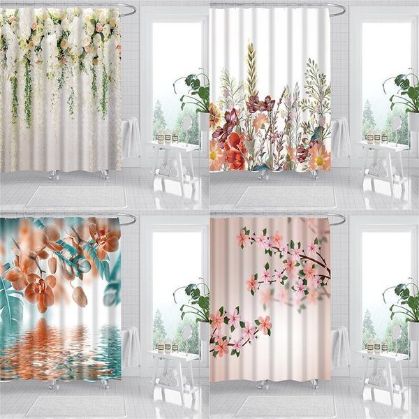 

flowers printing shower curtains bathroom curtain sets with 12 hooks waterproof and mildew proof bath screen for bathroom dw1891