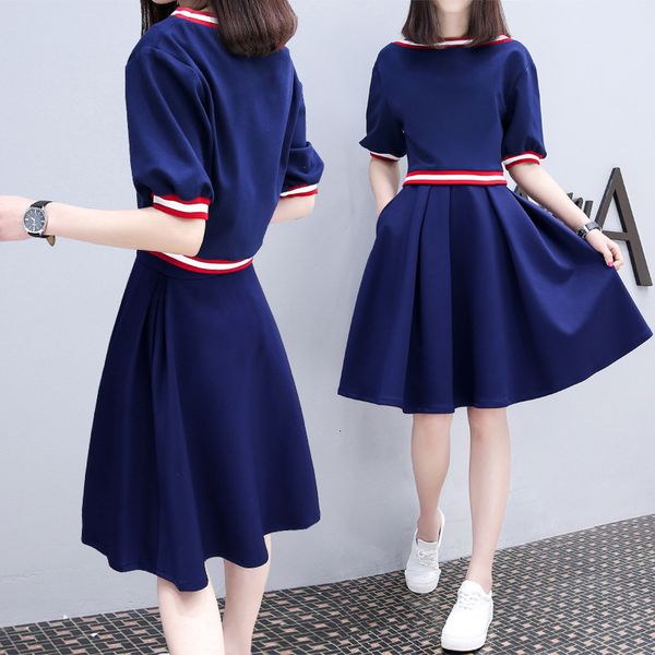 

2021 new summer fake skinny korean style two-piece a-word girl student cute elegance soft female dress mb88, Black;gray