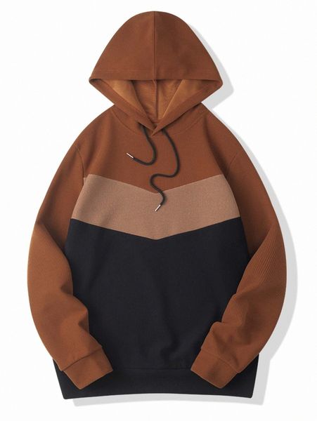 

men cut and sew drawstring hoodie 332y#, Black