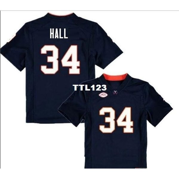 

new 121 uva cavalierss bryce hall #34 real full embroidery college jersey size s-4xl or custom any name or number jersey, Black