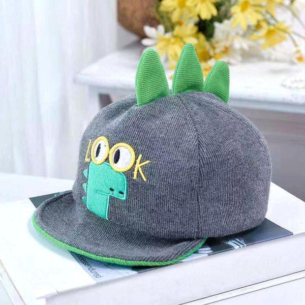 

baby winter hat dinosaur cute caps knitted warm cotton beanie hats for 3 months~3 years old kids in 2020, Yellow
