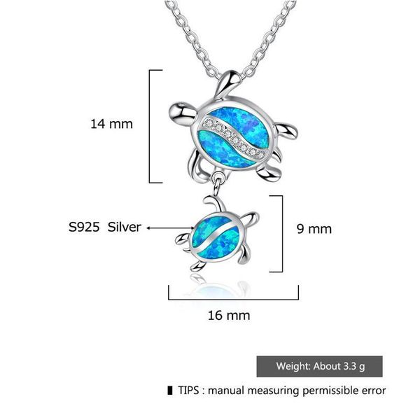 

fashion cute filled blue opal sea turtle pendant necklace for women female animal wedding beach gift jewelry qyltsv, Black