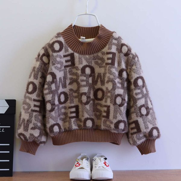 

winter children's autumn wear new fashionable 2020 korean pullover boys' plush and thickened crew neck sweater, Blue