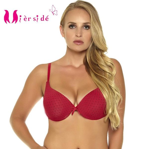 

mierside 10063 3/4cup bralette padded bra push up bra underwear for women with lovely dot lingerie, Red;black