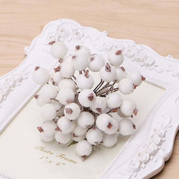 

berry holly 40pcmini vivid red christmas frosted berries home garland tree decorative artificial flowers double heads