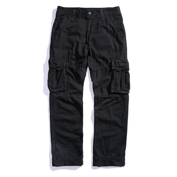 

2021 new quality cargo of men, loose multi-pocket overalls for men plus size long pants f37 lwqq, Black