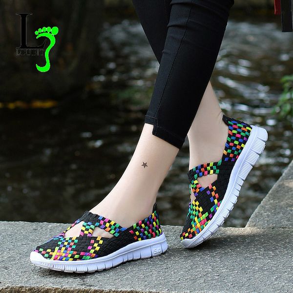 

2020 fashion womens shoes summer sneakers mixed color flats breathable casual shoes loafers comfortable mother shoes size 35-42 1020, Black;white