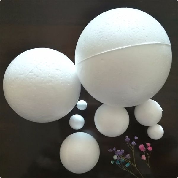1/2 / 4/5/8/12 / 30 cm Modellierung weißes Polystyrol Styrofoam Schaumkugeln Handwerk Bälle für DIY Weihnachtsfeier Dekoration Liefert Y200903