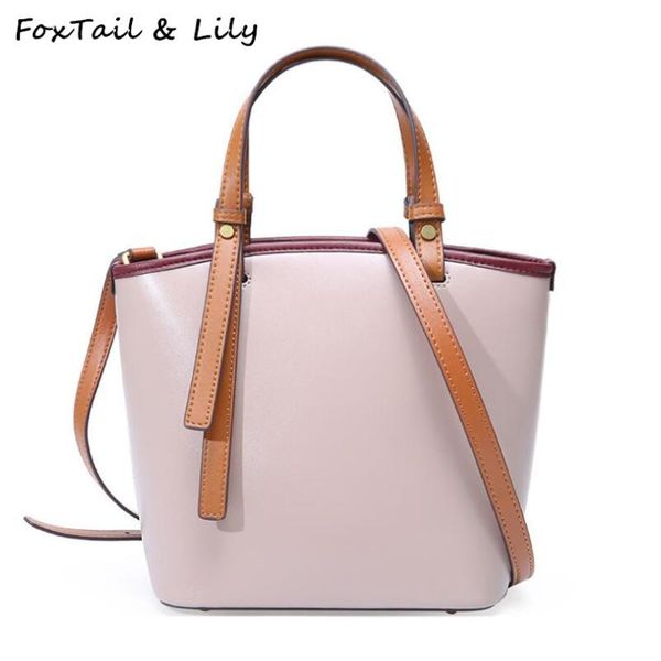 

foxtail & lily women genuine leather bucket shoulder bag small handbags ladies luxury designer crossbody bag purses cowhide