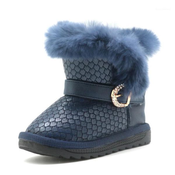 

apakowa new toddler girls winter boots with real fur decorate fashion girls boots plush waterproof pu leather winter shoes1, Black;grey
