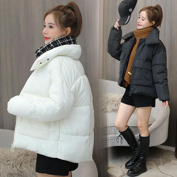 

women's down & parkas zity 2021 winter cotton padded stand collar jacket parka women casual and thicken clothing solid color regular st, Black