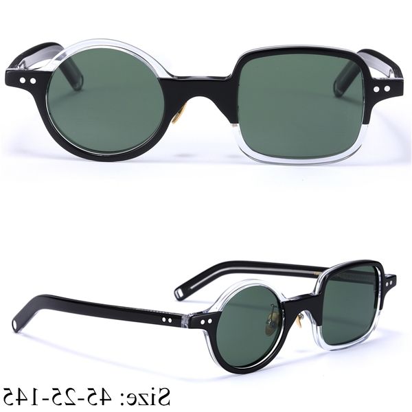 

vintage retro character square/round sunglasses imported acetate frame polarized lens fashion original box case ng, White;black