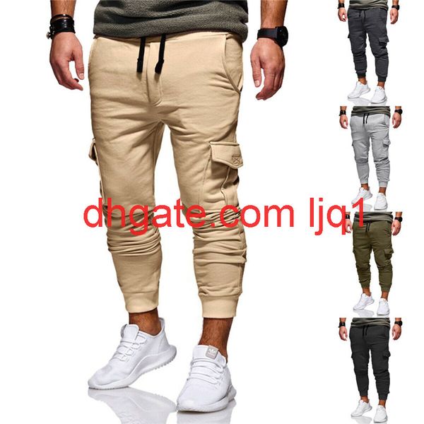 

2019 arrival cargo pants men pockets solid zipper joggers homme casual sweatpants male fashion pants plus size 3xl, Black
