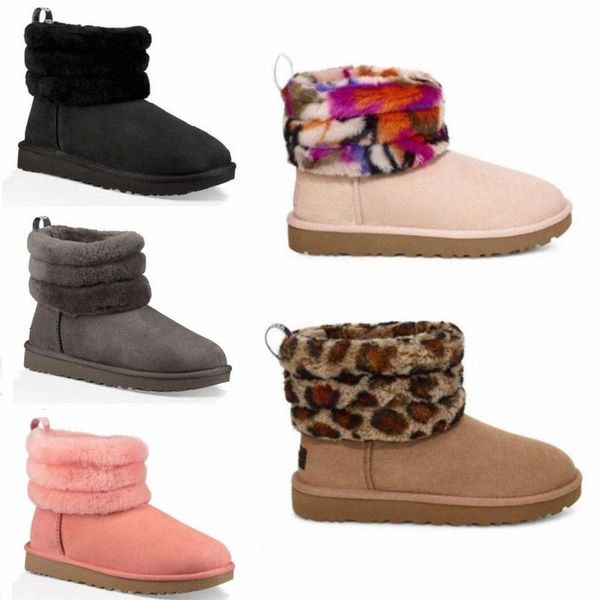 

2020 new womens snow boots ankle short half bow fur designer for keep warm winter platform shoes australian uggs s29c#, Black