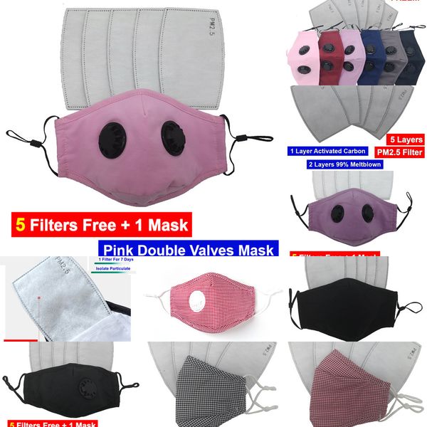 

factory 5 pcs activated carbon pm2.5 filters with one cotton colorful face mask valve 10 p1icu