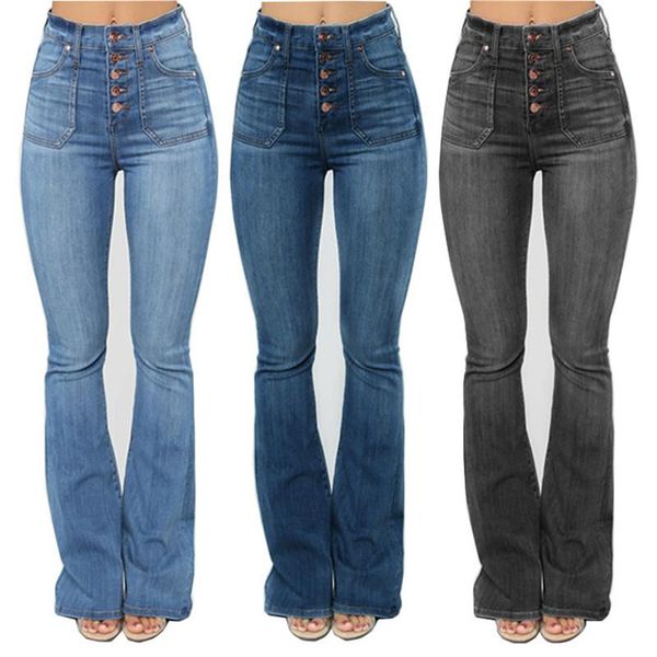 

high waist women's boot cut jeans fashion skinny denim jeans casual slim wide-leg flare pants plus size clothing xs-4xl, Blue