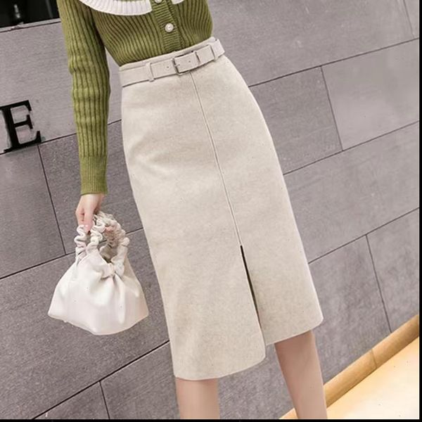 

winter skirts 2020 fall winter elegant korean skirt high waist casual office ladies skirt plus size clothes bottoms, Black