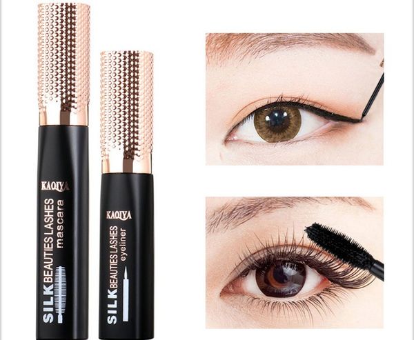 

wholesale cosmetics make-up mascara eyeliner combination beginners long dense roll warps water - resistant stain