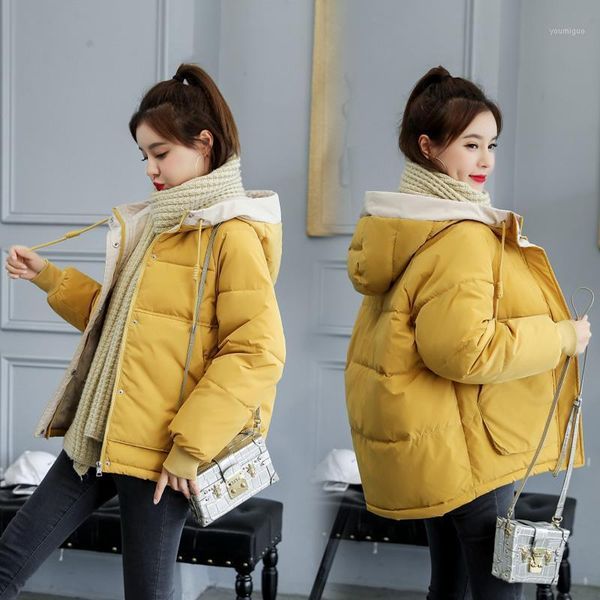 

2021 fashion parka women hooded winter jacket loose cotton padded womens coat warm thick female casual plus size overcoat 3xl1, Black