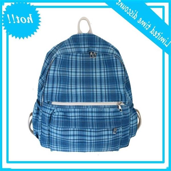 

new korean schoolgirl backpack leisure trend lattice large capacity cloth bag