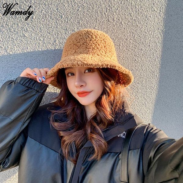 

wide brim hats bucket hat lamb wool fishermen winter warm fishing caps men women tide flat gifts, Blue;gray