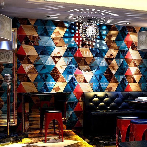 

modern minimalist red green mirror like checked wallpaper living room bedroom coffee restaurant clothing store background decor