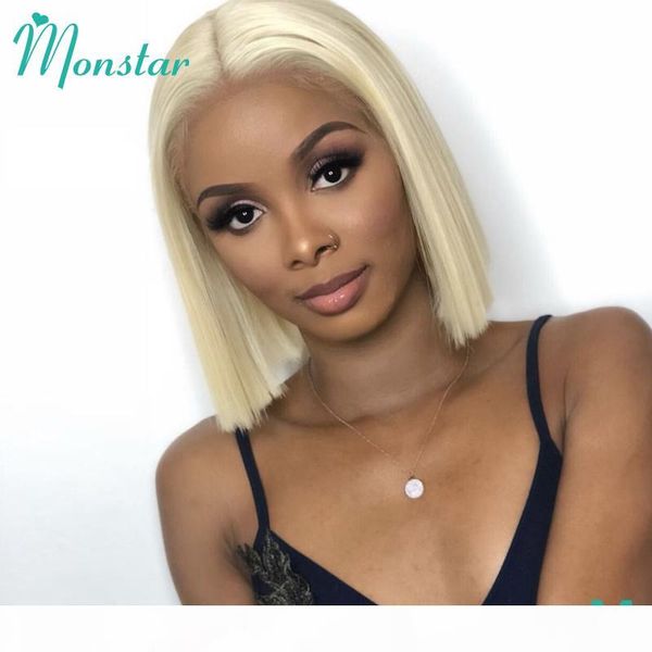 

613 lace front wig 13x6 peruvian remy straight blonde lace front human hair wigs 1b 613 ombre 13x4 lace short bob wigs for women, Black