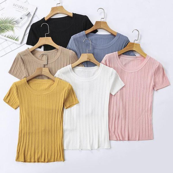 

women knitted sweaters solid autumn winter warm o neck short sleeve cropped pullover sweaters slim short knitting jumper, White;black