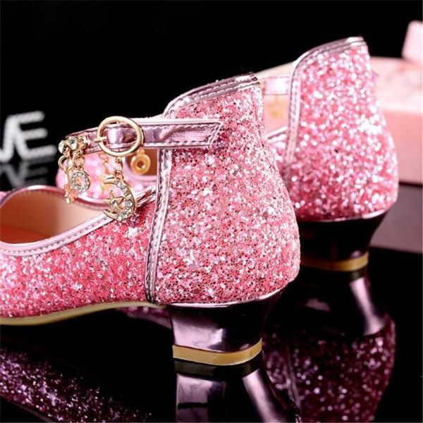 

new spring autumn children leather shoes girls chains pendant princess crystal dance shoes baby student kids high heeled 02 wmtlkm xhlove, Black
