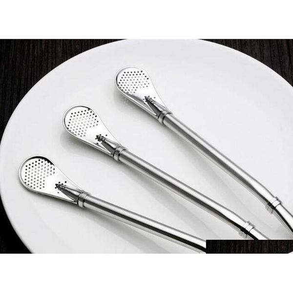 

100pcs 15.8cm 304 stainless steel reusable yerba mate straw coffee juice lemon filtering spoon b qyldrn my_home2010
