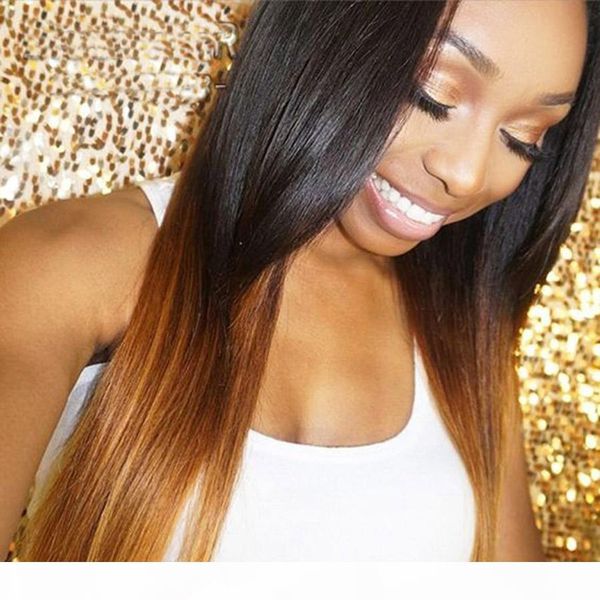 

bythair glueless ombre цвет человеческих волос парик straight средняя часть фронта шнурка человеческих волос парики с природным hairline пол, Black;brown