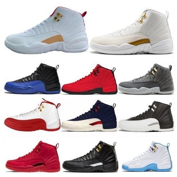 

new 12 game royal dark grey fiba ovo white master men basketball shoes 12s playoff french blue game ball cny sneakers