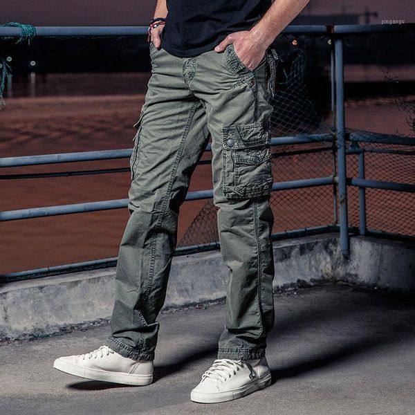 

new mens cargo pants solid khaki breathable summer large size multi pocket long trouser spliced pantalon homme1, Black
