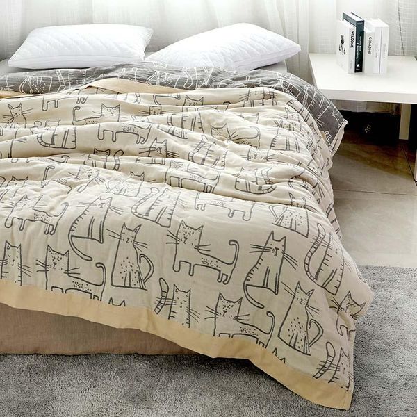 

blankets cotton yarn home muslim blanket for bedding plaid japan style summer bedspread kids adults1
