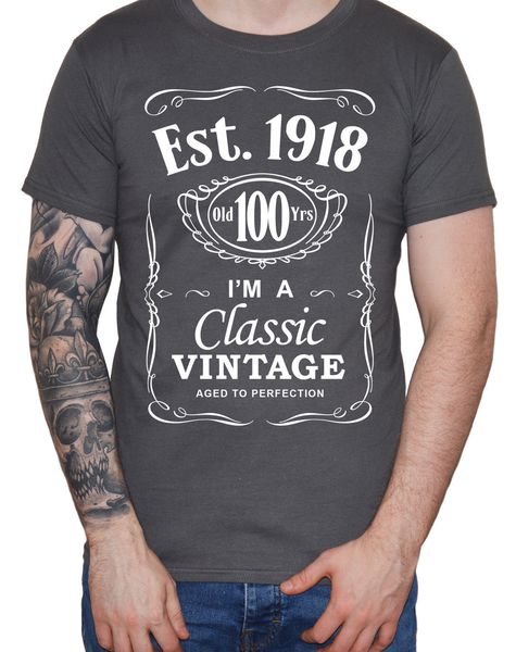 

охладить tee рубашки мужские 100 день рождения t-shirt 1918 урожай сотый 100 лет century gift лето футболка спортивная с капюшоном hoodie