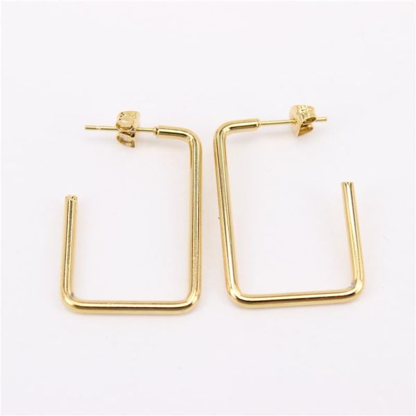 

Diameter 30mm 43mm 53mm 62mm 70mm stainless steel exaggeration rectangle earrings Small ear acupuncture QZ13, Golden;silver