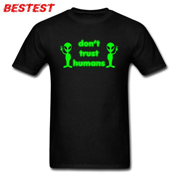 

sport funny t-shirt aliens print man tshirt special mens t shirt we don't trust humans black clothing oversized cartoon tees guys