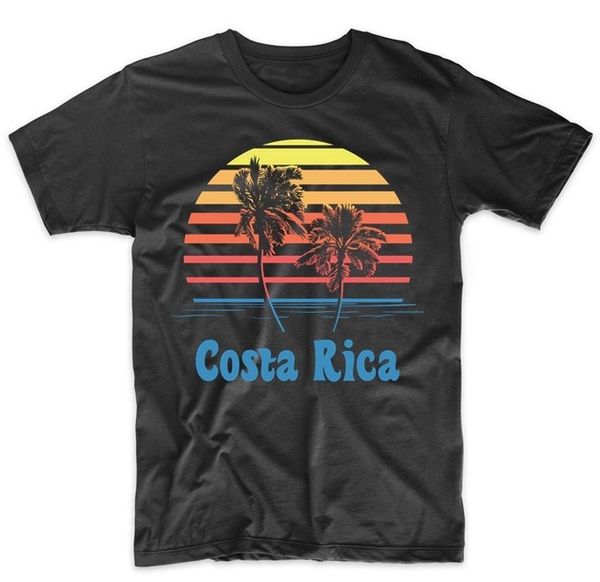 

sport retro style costa rica sunset palm trees beach vacation t-shirt fashion clothing men new 3d printed cool offensive shirts