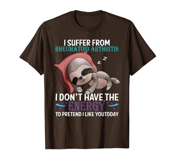 

sloth i suffer from rheumatoid arthritis t-shirt, White;black