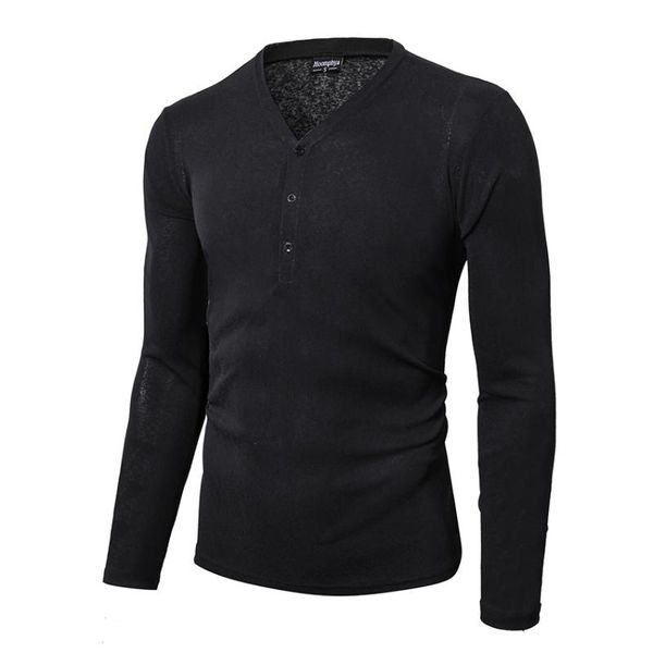 

men's t-shirts autumn long sleeve men solid t shirt breathable slim skinny hipster streetwwear tee v collar side split hem cloth, White;black