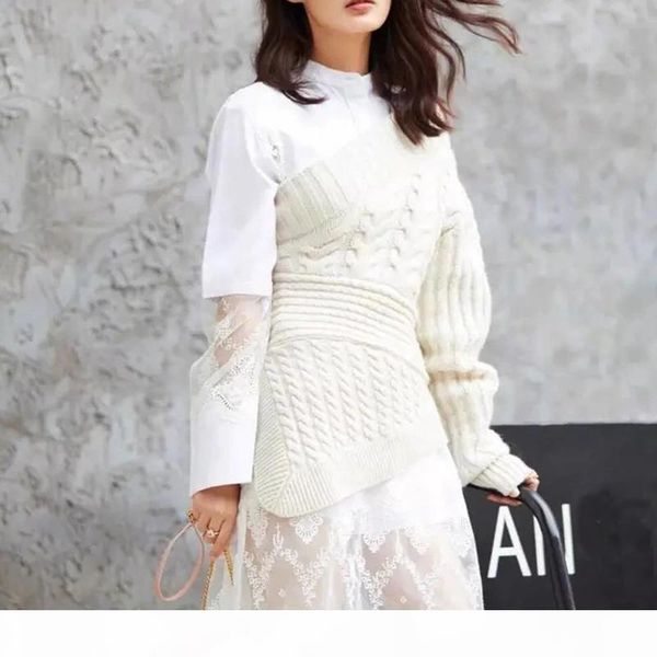 

europe and the united states autumn and winter the latest star with the slim slim one-shoulder long-sleeved sweater, White;black