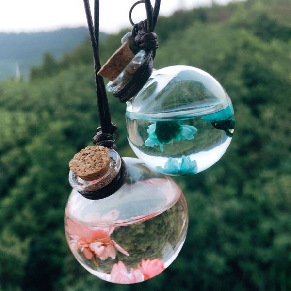 

car hanging perfume pendant fragrance air car-styling empty glass bottle flower freshener for essential oils diffuser ornaments