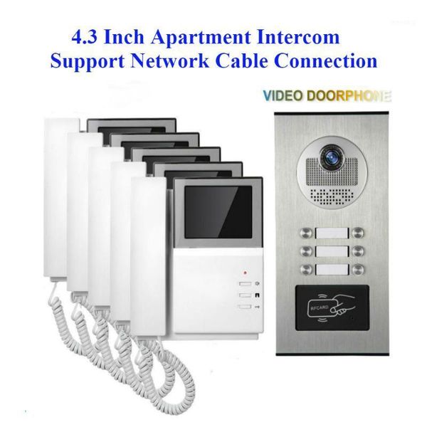 

smartyiba 4.3" video door phone 2 to 6 monitors for apartment families doorbell intercom kits rfid 700tvl ir camera doorphone1