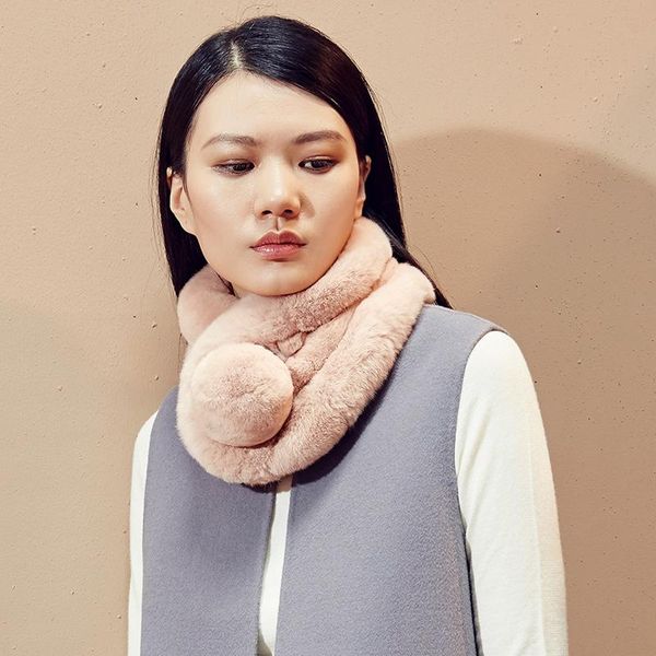 

rex fur scarf korean style lady's double-sided short and versatile scarf thickened and warm fur, Blue;gray