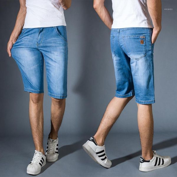 

casual calf length short jeans men 2018 blue punk short denim pants slim mens clothing big size1