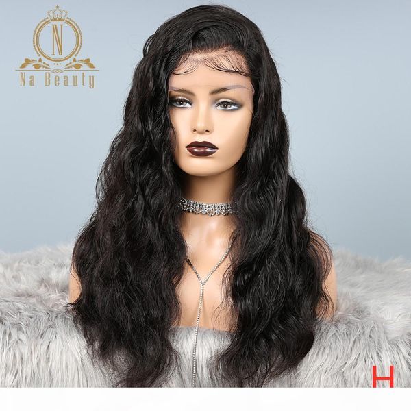 

13x6 hd transparent lace front human hair wig pre plucked 360 lace frontal wig body wave bleached knots 180 density nabeauty, Black